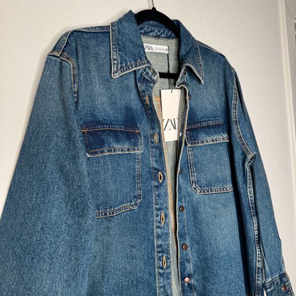 Zara Blue Denim Shirt Jacket - Picture 5 of 7